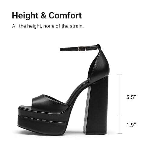 DREAM PAIRS Women's Platform Chunky Heel Sandals | All DaY Standing Ankle Strap Block Summer Shoes, with Sexy Open Square Toe High Heels, Wedding Party Dressy Pumps Sandals thumbnail 5