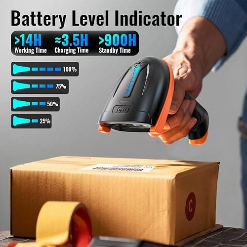 Tera Barcode Scanner Wireless 1D Laser Cordless Barcode Reader with Battery Level Indicator, Versatile 2 in 1 2.4Ghz Wireless and USB 2.0 Wired thumbnail 2
