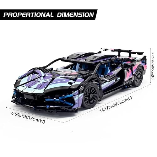 MOCBROPCS STEM Building Car, 1:14 Building Blocks and Construction Toy, Collectible Super Technical Lambo Cars, Gifts for 8-16 Year Old Boys and Adults (1314 pcs) thumbnail 3