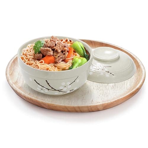 Goaste 2 Pack Ceramic Ramen Noodle Bowl, 27 OZ Big Ramen Bowl with Lid, Japanese Hand-Painted Ceramic Tableware, Durable Floral Soup Bowl for Noodles, Porridge, Rice, Dishwasher Safe(Pink, Cyan Blue) thumbnail 4