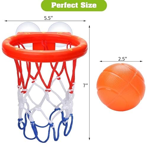 KSABVAIA Bath Toys - Bathtub Basketball Hoop for Kids Toddlers - Bath Toys Shower Toys for Kids Ages 4-8,Suction Cup Basketball Hoop & 3 No Hole Balls Set for Boys Girls - Small thumbnail 6