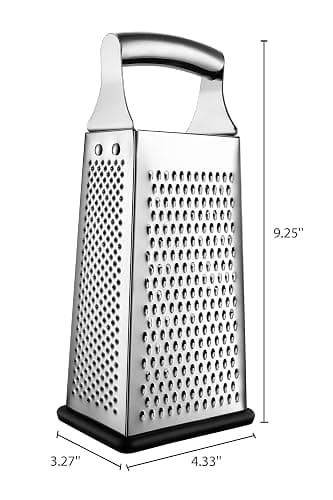 Spring Chef Professional Large Parmesan Cheese Grater, Stainless Steel Metal Box Grater with Handle, 4 Sided Handheld Kitchen Food Shredder for Cheese, Carrot, Veggie, Ginger, Potato - Dishwasher Safe thumbnail 2