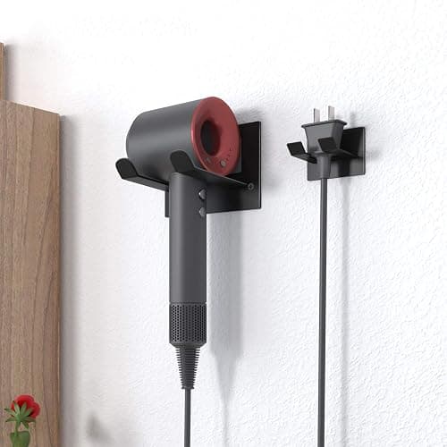 XIGOO Self Adhesive Hair Dryer Holder Wall Mounted - Adhesive Bathroom Hair Blow Dryer Rack Organizer Compatible with Supersonic Hair Dryers (Black) thumbnail 2
