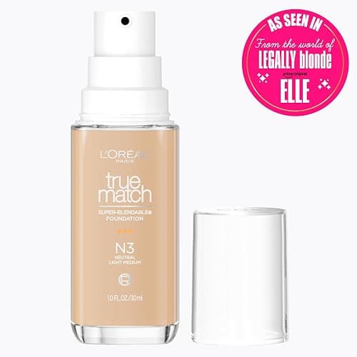 L'Oreal Paris True Match Super-Blendable Foundation, Medium Coverage Liquid Foundation Makeup, N3, Light Medium, 1 Fl Oz thumbnail 2