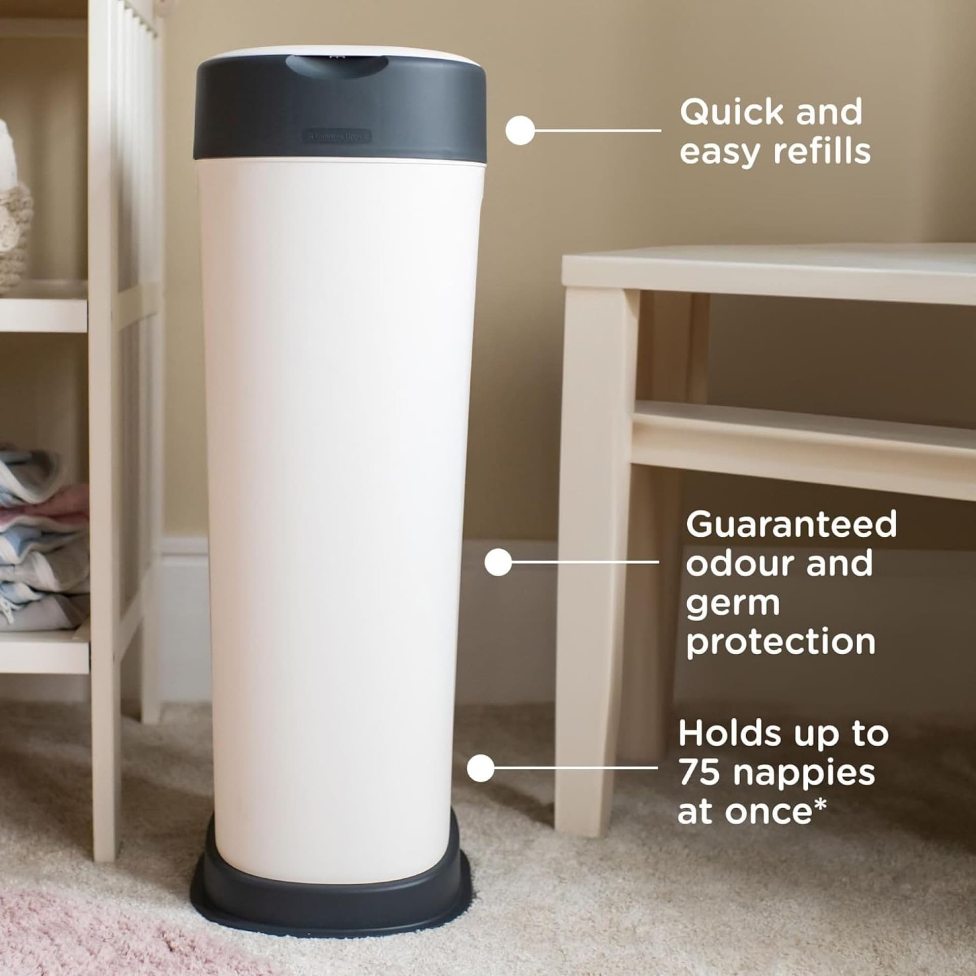 Tommee Tippee Twist and Click nappy bin, size XL, for up to 60 diapers, more environmentally friendly system thumbnail 6