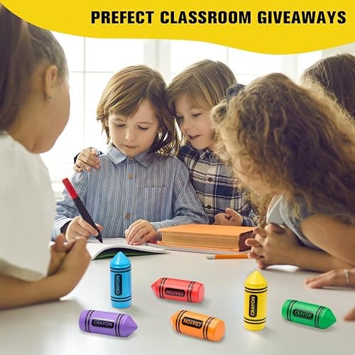 Wiwiqing 6 Pcs 3.94 Inches Crayon Stress Balls Toy Back to School Teacher Gift Kids Adult Classroom Student Incentives Reward Party Favor Prize Motivational Foam Stress Relief Slow Rising Hand Squeeze thumbnail 2