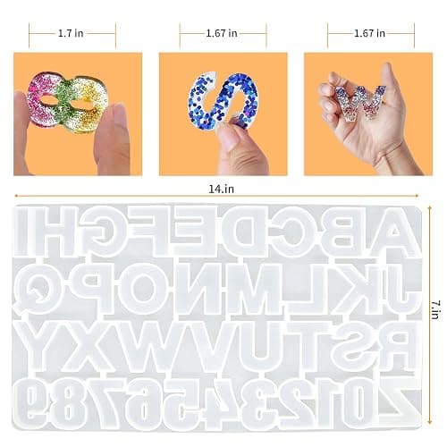 HUOZHI Silicone Alphabet Resin Molds, Number Alphabet Jewelry, Silicone Letter Molds for Resin Casting, DIY Craft Casting, Letter Jewelry Making thumbnail 2