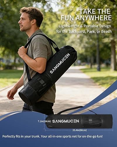 SANGMUCEN 10/13/16.5ft Portable Badminton Net Set Outdoor and Indoor, Height Adjustable Sports Net for Volleyball, Pickleball, Tennis,Stable Alloy Steel Frame and Carry Bag for Backyard, Beach, Pool thumbnail 6