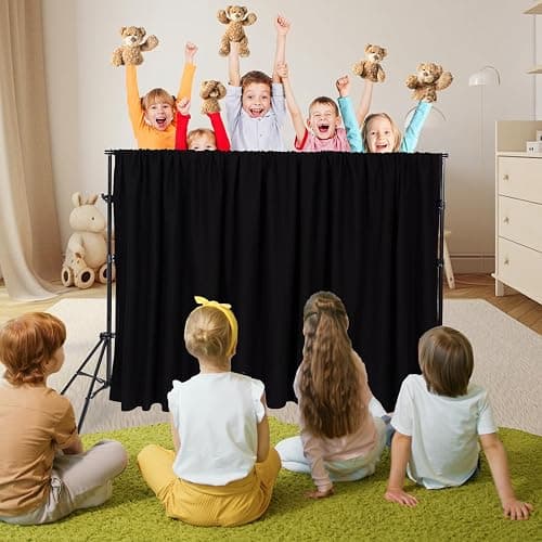 Niyanghome Classroom Puppet Stage, Puppet Show Theater with 2 Tripods, Cross Bar, Curtain and Carrying Bag, Portable Stage Suitable for School, Churches, and Family Shows thumbnail 2