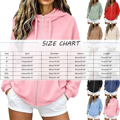 MKLUNJOP Zip Up Hoodie Women Casual Oversized Sweatshirt Lightweight Jacket | Womens Zip Up Hoodies Long Sleeve Y2K Hooded Sweatshirt Women Fashion Zipper Fall Light Jackets With Pocket thumbnail 3