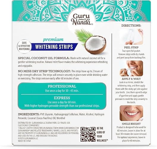 GuruNanda Teeth Whitening Strips Kit - 7-Day Treatment with Non-Slip, Dry Strip Technology - Whitening Designed with Care for a Brighter Smile thumbnail 13