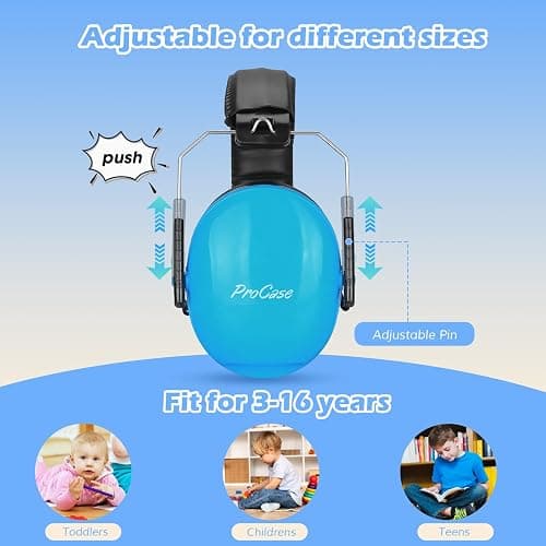 ProCase Noise Cancelling Headphones for Kids Toddler, SNR 27dB Noise Reduction Ear Muffs, Hearing Protection for Monster Jam, Concerts, Fireworks, Shooting, Air Show, Autism Sensory Needs -Blue thumbnail 3