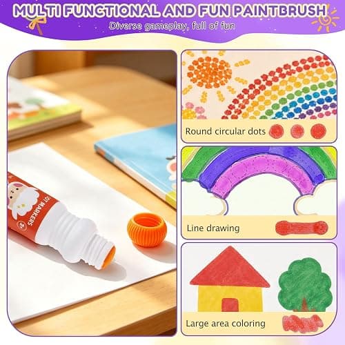 GWCYMYD 6 PCS Washable Dot Markers 40 ml Water Based Ink(Style 1) | 6 Colours Paint Bingo Dabbers Art Set, Chunky Sponge Tip, for Creative Art Crafts Educational Projects & Family Activities thumbnail 5