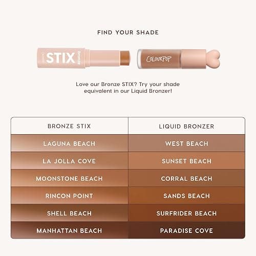 ColourPop Liquid Bronzer for Face - Buildable, Lightweight Liquid Contour + Makeup Bronzer - Blendable, Hydrating Formula with Squalane + Vitamin E - Light Warm Golden Tan, Sunset Beach (0.27 oz) thumbnail 7
