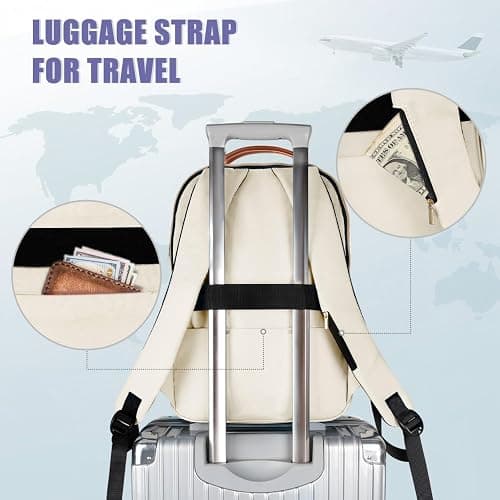 MATEIN Backpack for High School Girls, Large Capacity 17 Inch Laptop Backpack with Multiple Pockets, Water Resistant College Work Bag, Lightweight Daypack for Travel, Beige thumbnail 6