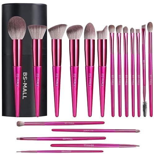 BS-MALL Makeup Brush Set 18 Pcs Premium Synthetic Foundation Powder Concealers Eye shadows Blush Makeup Brushes with black case - Image 1