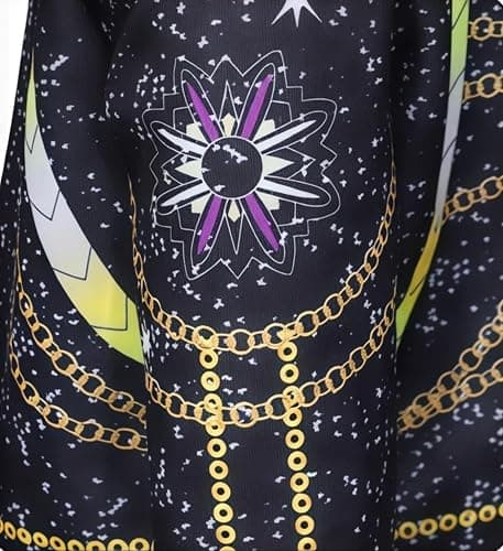 SAVITO Pop Idol Cosplay Costume Popular Singers Stage Costumes for Ages 3-12 Black Printed Costumes Black B thumbnail 3