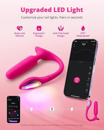 LOVENSE Lush Anal Vibrating Butt Plug Sex Toys, App Controlled Vibrator with LED Light, Small Anal Plug Adult Sex Toys & Games for Men Women Couples, Beginners-Friendly, Waterproof, Rose thumbnail 6