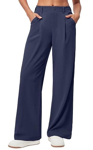 Ewedoos Wide Leg Pants Woman Stretchy Work Dress Pants Women Pull on Business Casual Slacks Trousers Fall Outfits 26"/28" - Image 1