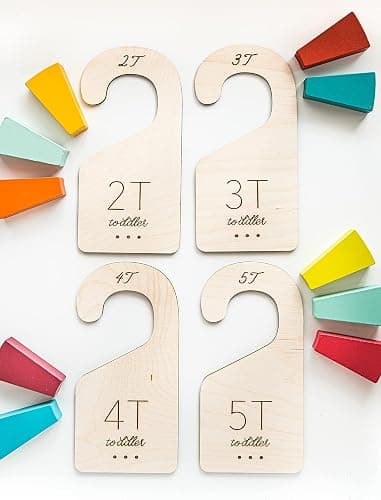 Loft Toddler Closet Dividers Durable Birch Kids Closet Organizer Timeless Etched Design for 2T-5T (Set of 4) thumbnail 5
