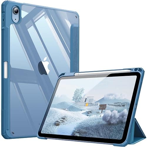 Fintie Hybrid Slim Case for iPad (A16) 11th Generation 11 Inch (2025), iPad 10th Generation 10.9 Inch (2022) - Shockproof Cover with Clear Transparent Back Shell & Pencil Holder, Ocean Blue - Image 1