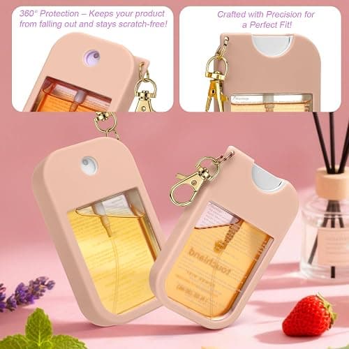 AIERSA Hand Sanitizer Spray Case Compatible with Touchland, Silicone Hand Sanitizer Case Holder with Keychain for Touch Land Mist Case 1FL. OZ (Blush Beige) thumbnail 2