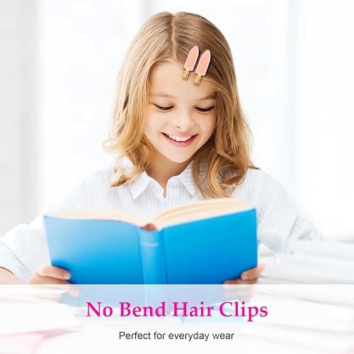 D 6 Pcs No bend Hair Clips No Crease Hair Clip Makeup Clips for Women and Girls Flat Hair Clips for Hairstyling Salon Golden Handle(Pink) thumbnail 6