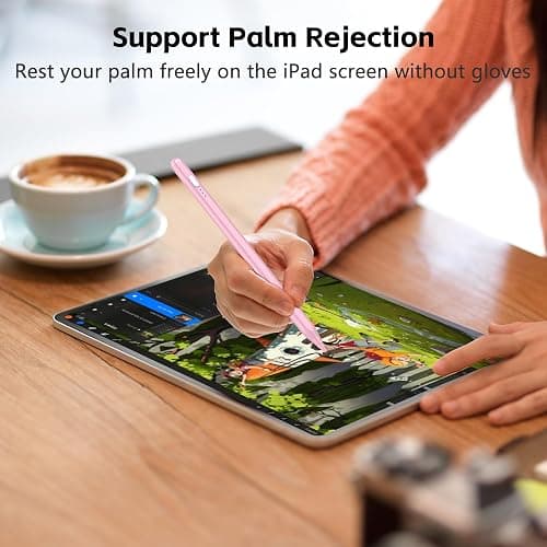 Stylus Pen for iPad 2018-2025 with Palm Rejection,Faster Charge,Tilt Sensitivity iPad Pencil Compatible with A16/10th/9th/8th/7th/6th,Pro 11/13inch (M4),Air M3/M2/5th/4th,Pro 11/12.9in,Mini 6/5 (Pink) thumbnail 4