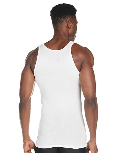 Hanes Men's Tank Top Undershirt Pack, Moisture-Wicking Cotton Ribbed Tanks for Men, Multi-Pack, White or Black/Gray thumbnail 2