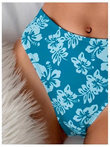 Floerns Women's Floral Print Halter Neck Tankini Top Two Piece Bathing Swimsuit thumbnail 4