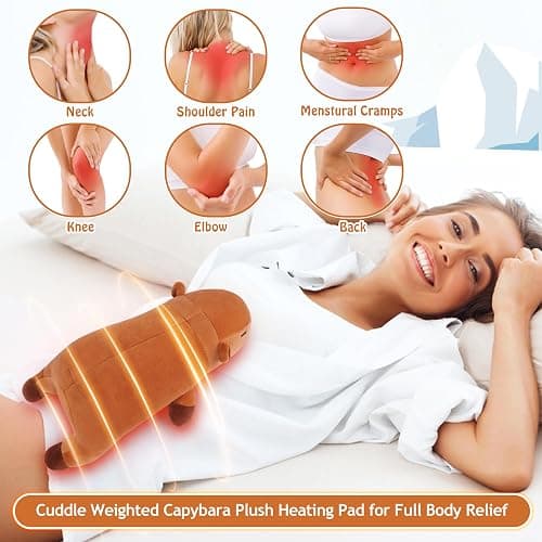 Weighted Capybara Microwavable Heating Pad-1.8lb Weighted CapybaraHeating Pads for Cramps &Period Pain Relief for Women, Plush Heatable & Coolable Stuffed Animals Bedtime Birthday Gift for Women Kids thumbnail 3