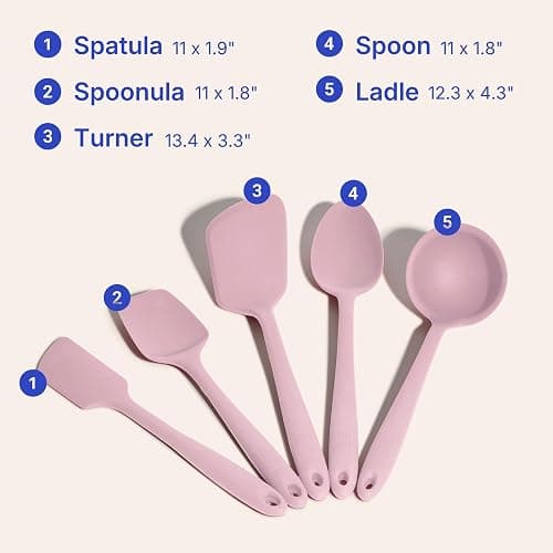 GIR 5-Piece Silicone Kitchen Utensils Set, Non-Toxic Cooking Utensils for Cooking and Baking, Heat Resistant, Food Grade, Dishwasher Safe Rubber Spatula, Ladle, Spoon - Rose thumbnail 6