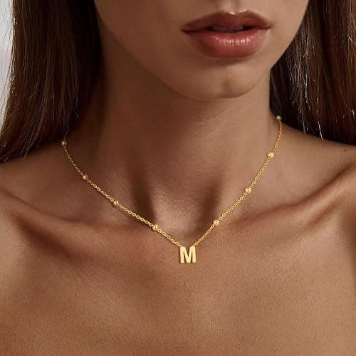 GRCLD Initial Necklaces for Women Dainty 14k Gold Plated Letter Necklace Trendy A-Z Pendant Choker Necklace Cute Name Personalized Fashion Jewelry Gift for Women Her thumbnail 4