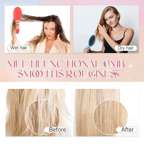 Suclain 30 Pieces Wet Hair Brushes for Women Travel Detangling Brush Soft Bristles with Cushion Base Drying Detangler Small Hair Brushes for Women, 10 Colors thumbnail 4