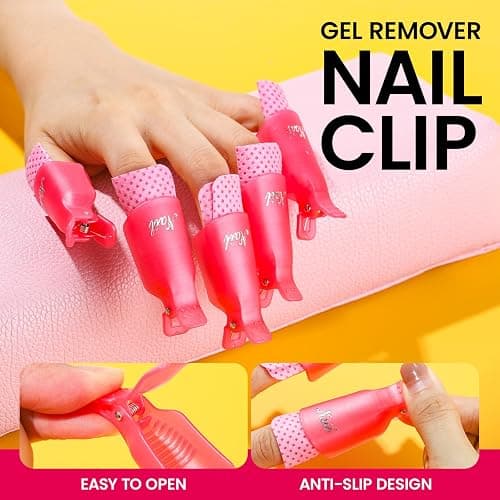 FANDAMEI Gel Nail Polish Remover Tools Kit with Nail Soak Off Clips, Lint Free Nail Wipes, Polish Remover Bottle, Cuticle Nippers, Pusher, Peeler. Cuticle Oil. Nail Files and Buffers, Nail Removal Kit thumbnail 4