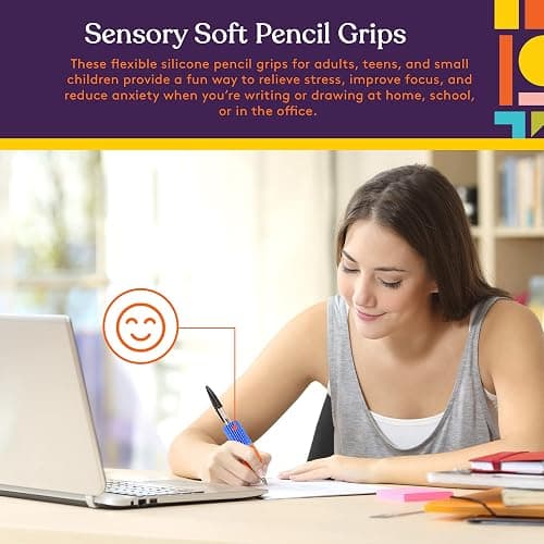 Special Supplies 50 Squishy Pencil Grips for Kids and Adults - Colorful, Cushioned Holders for Handwriting, Drawing, Coloring - Ergonomic Right or Left-Handed Use - Reusable (50-Pack) thumbnail 6