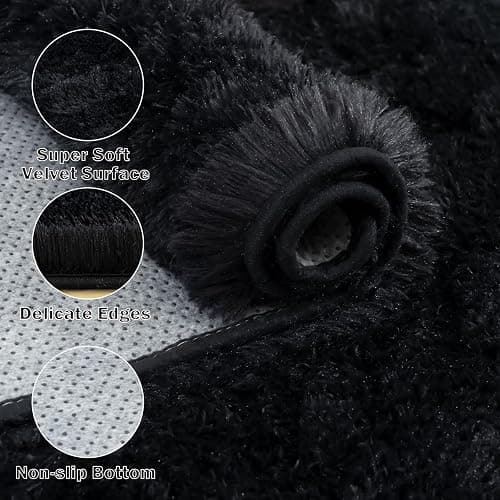 Lairep Large Area Rugs for Living Room Bedroom, 8x10 Feet Black Fluffy Shag Rugs, Ultra Soft Shaggy Plush Fuzzy Modern Indoor Throw Floor Carpet for Kids Girls Boys Dorm Nursery Home Decor Aesthetic thumbnail 6