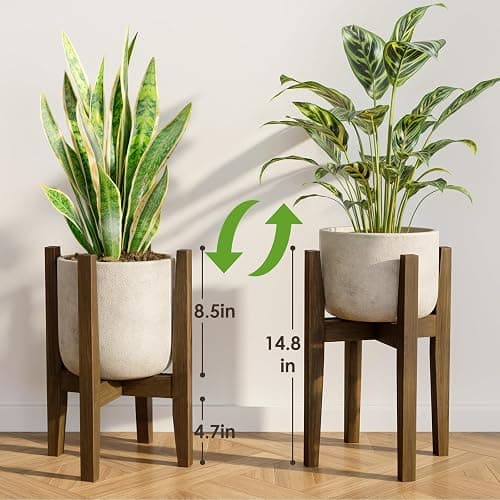 Bamworld Adjustable Plant Stand Indoor, Bamboo Indoor Planter Stand, Mid Century Modern Flower Pot Holder Rack, Fit 7.8'' to 12'' Planter thumbnail 2