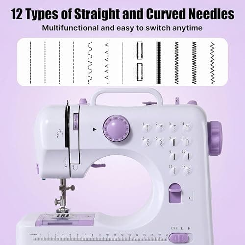 Electric Sewing Machine for Beginners for Quick Repairs DIY Crafts & Gift | Portable Mini Sewing Machine with Dual Power, 12 Stitches, Foot Pedal, Light, Storage Drawerand Accessories Kit thumbnail 4