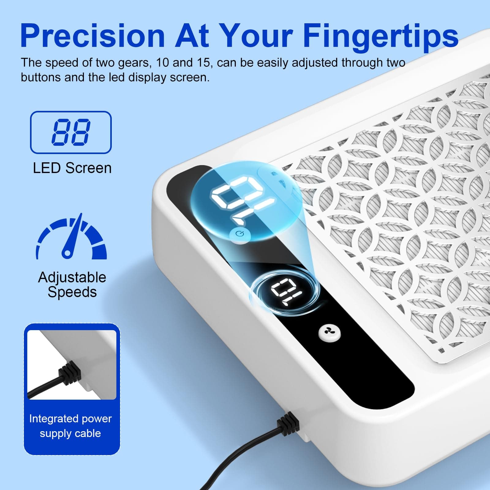 Nail Dust Collector - Ultra-Quiet & Powerful Dust Collector for Nail Techs, Professional Nail Dust Extractor, Perfect for Acrylic Nails, Salon & Home Use thumbnail 4