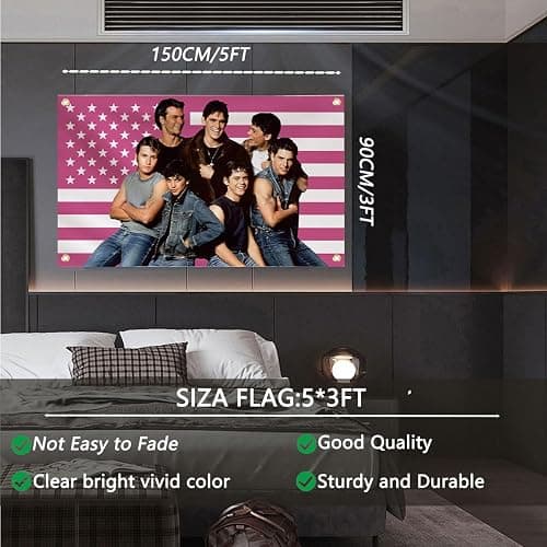 The outsiders Flag,3 x 5FT The outsiders funny tapestry poster merch,As decor for outsider theme party,College Dorm Room Decor,Outdoor Parties,Pink American flag Tapestry with 4 Brass Grommets thumbnail 4