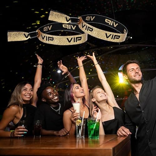 JJUNW 20 Stück VIP Stoff-Armbänder, Glitzer Eintrittsbänder mit VIP, Einlassbänder Eintrittsarmbänder, Partybänder VIP Identifikationsarmbänder für Events Konzert Festival Geburtstag Hochzeit thumbnail 6