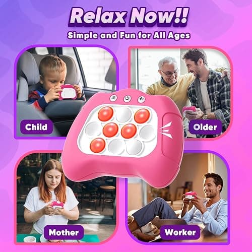 Byserten Handheld Game Toy for Kids Age 6-12, Sensory Fidget Toys for Kids 8-12, Birthday Gifts for 6 7 8 9 Year Old Girls & Boys & Teens -Dark Pink thumbnail 6