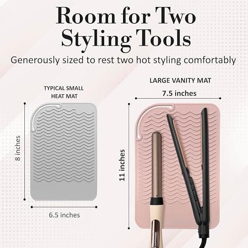 Milaya Beauty Large Heat Resistant Mat for Hair Tools – Silicone Curling Iron Holder & Flat Iron Holder – Non-Slip Hot Tool Mat & Vanity Mat – Vanity Accessories for Women, Home, Salon, or Travel thumbnail 3