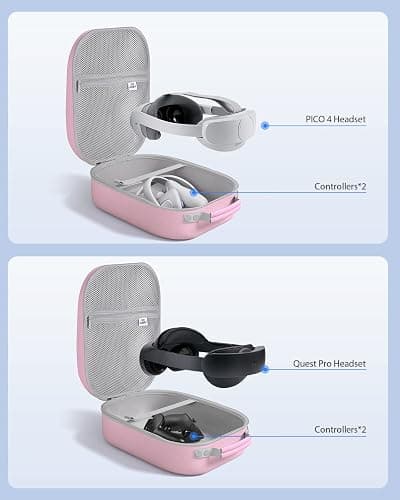 Aubika Carrying Case for Meta Quest 3S/Quest 3/Oculus Quest 2/Pico 4/Quest Pro/Vision Pro, Compatible with Elite/Battery Headset Strap Accessories, Hard Travel Case (Pink) thumbnail 3
