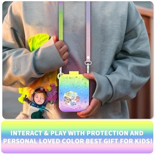 Nimuw Soft Silicone Case for Bitzee Disney Interactive Toy Digital Pet, Shockproof and Protective Carrying Case for Bitzee Disney Virtual Electronic Pets with Lanyard for Kids (Rainbow) thumbnail 7