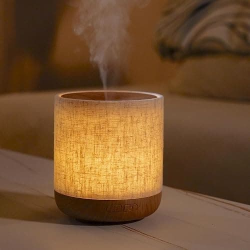 ZmarKraft Essential Oil Diffuser 200ml with Fabric Cover and Night Lamp | Ultrasonic Aroma Diffuser | Humidifier w Lights | Room Decor | Small Humidifier for Bedroom | Gift (Light Brown) thumbnail 2