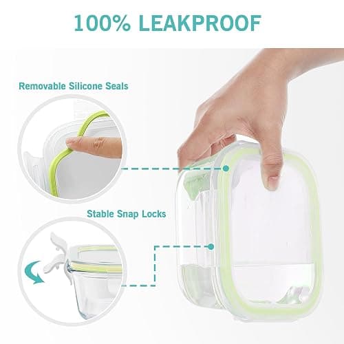 Vtopmart 8 Pack Glass Food Storage Containers with Lids (Grass Green) thumbnail 6