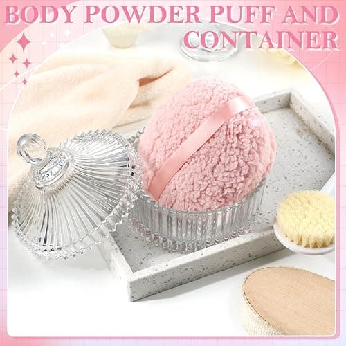 Extra Large Body Powder Puff and Container, 6 Inch Oversize Dust Powder Puff for Baby Women Dusting Powder thumbnail 4