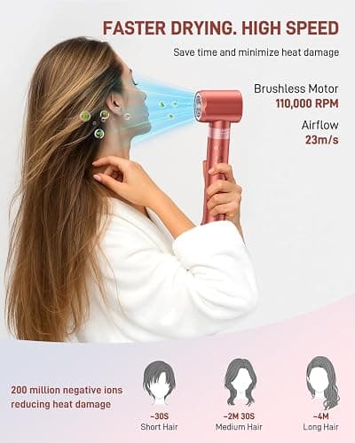 5 in 1 Hair Styler Hair Dryer Brush - High-Speed Hot Air Styler Wrap, Fast Drying No Heat Damage Ionic Blow Dryer Brush for Volumize, Curl, Straighten, Frizz-Free Multi Stylers with Travel Bag - Strawberry-bronze thumbnail 5